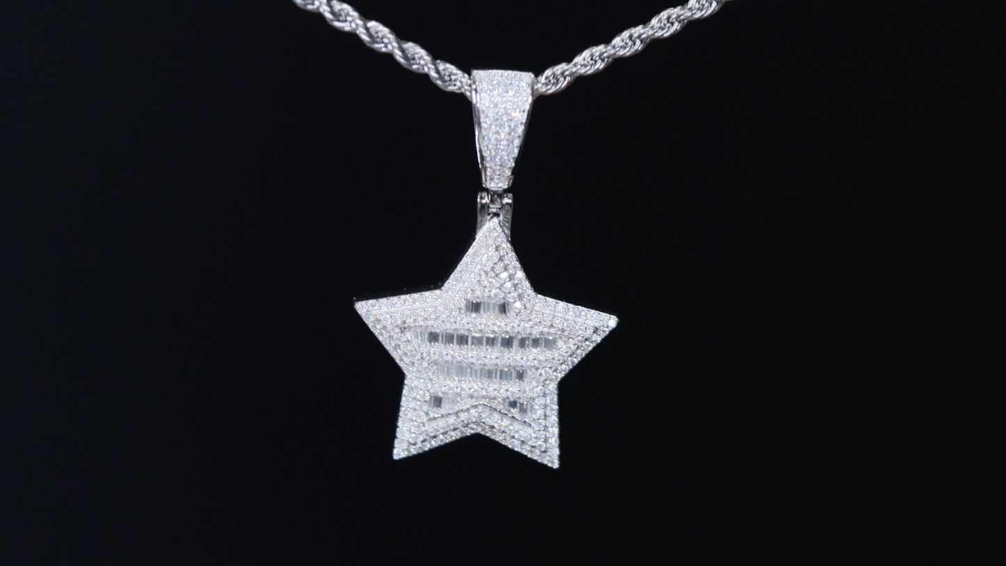 Iced Out Moissanite Diamond Star Pendant