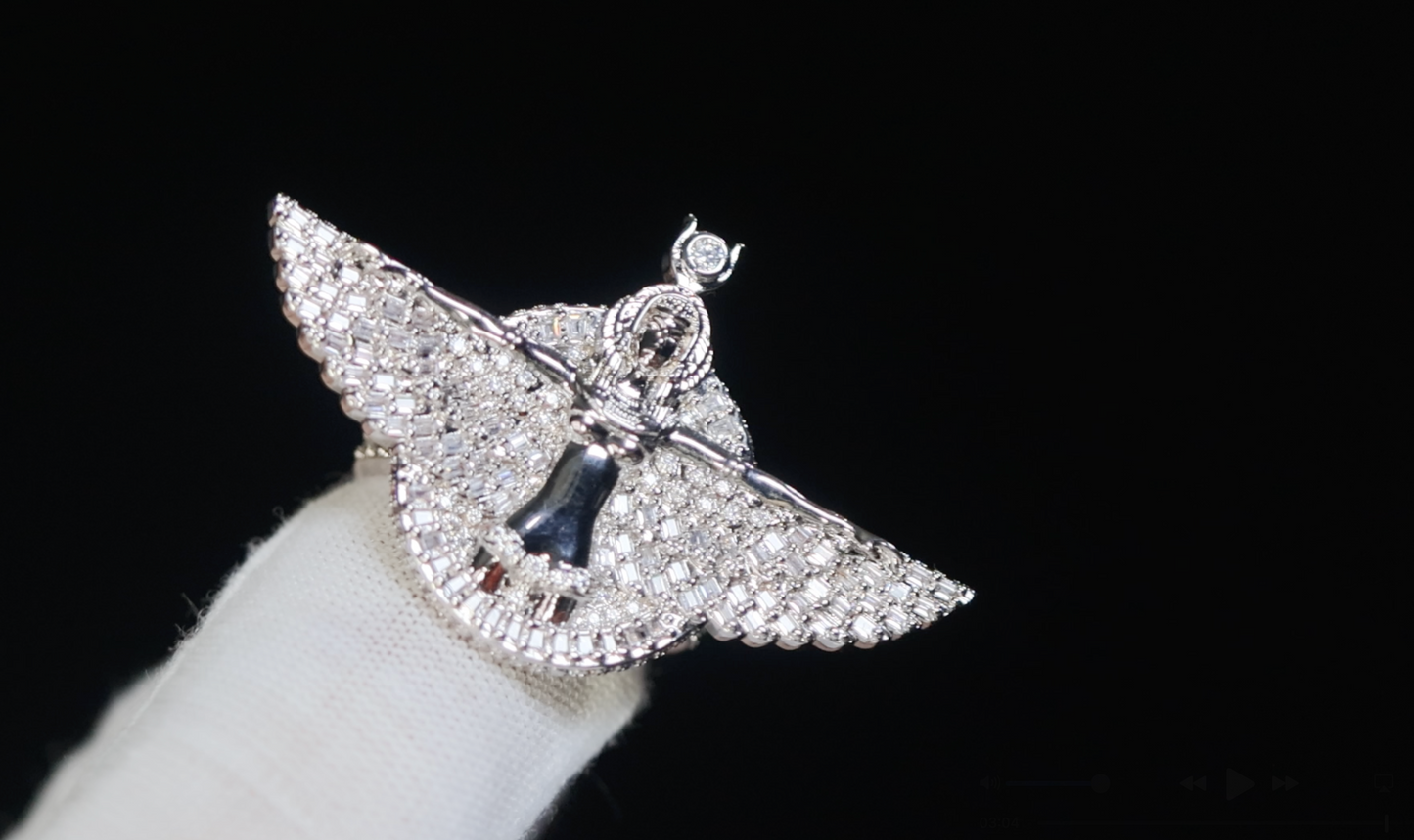 Men's Silver Diamond Angel Ring