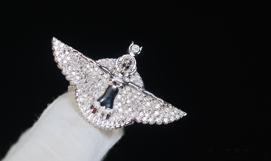 Men's Silver Diamond Angel Ring