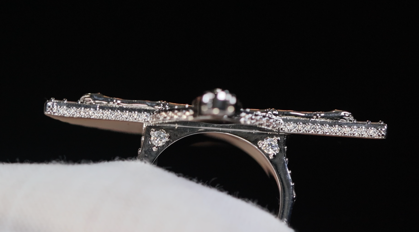 Silver Diamond Angel Ring