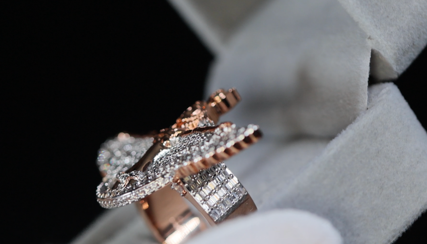 Mens Rose Gold Hip Hop Ring