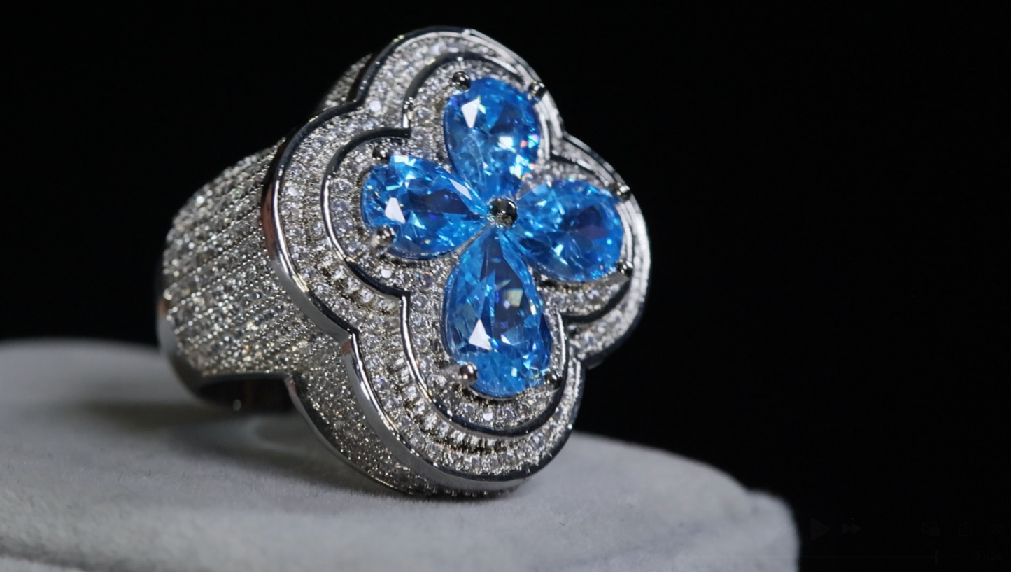 Men's Blue Diamond Hip Hop Ring