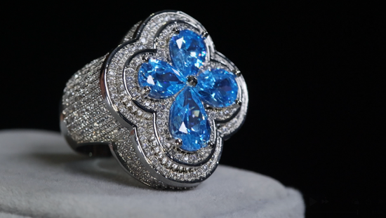 Men's Blue Diamond Hip Hop Ring