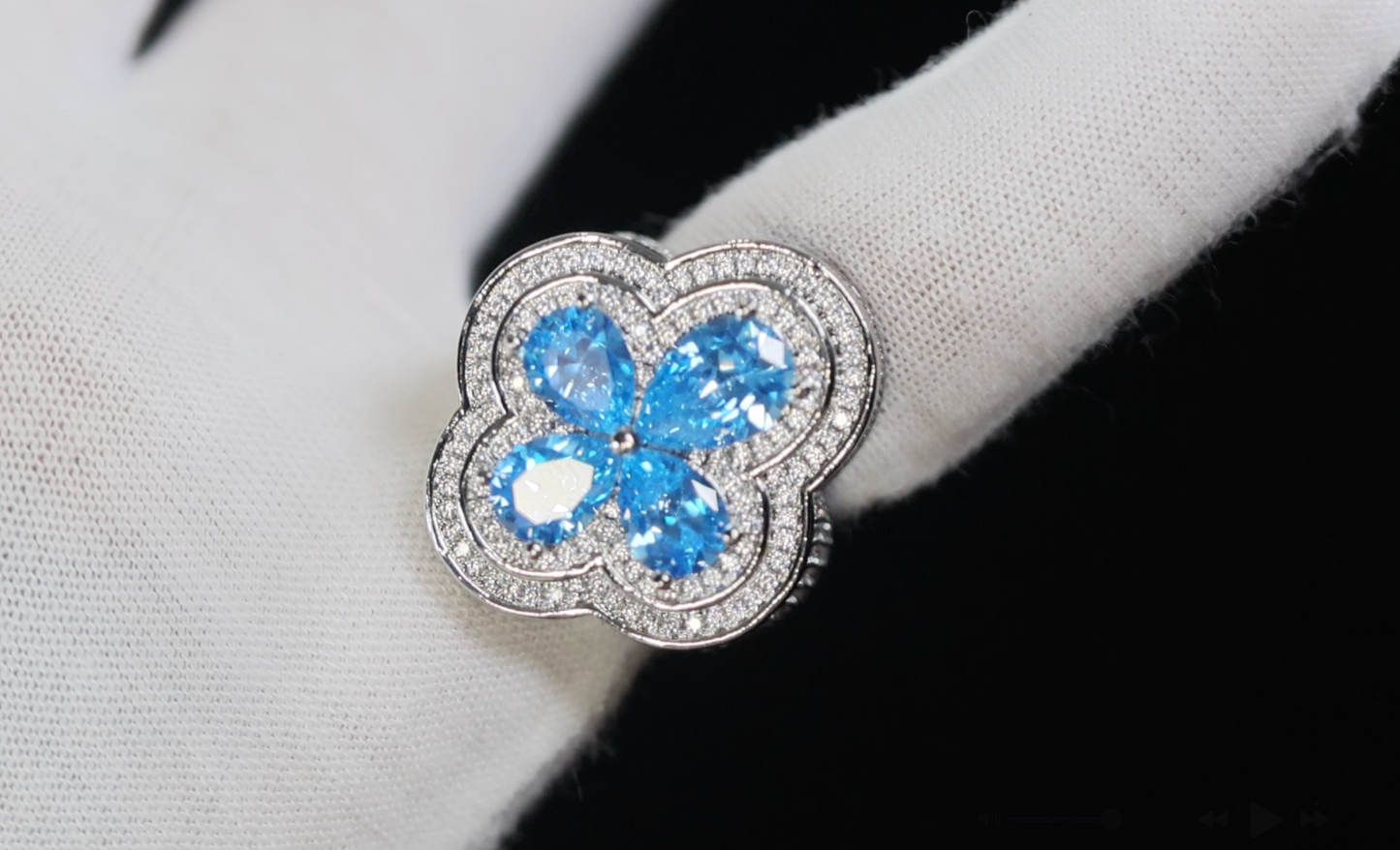 Men's Blue Diamond Cross Ring