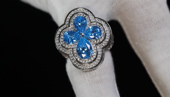 Men's Blue Diamond Hip Hop Ring