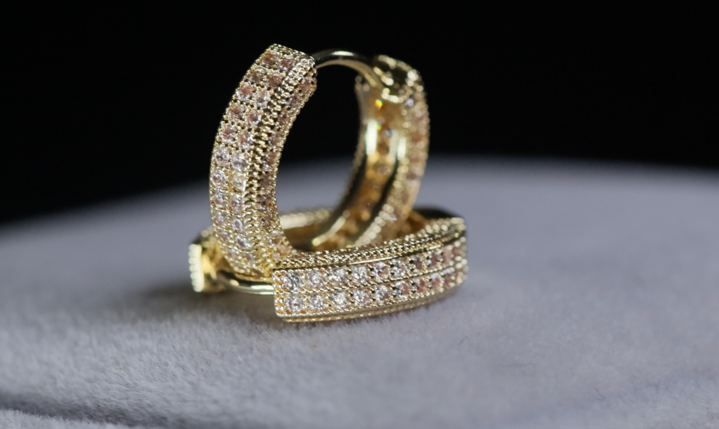 Men's Gold Diamond Hoop Earrings