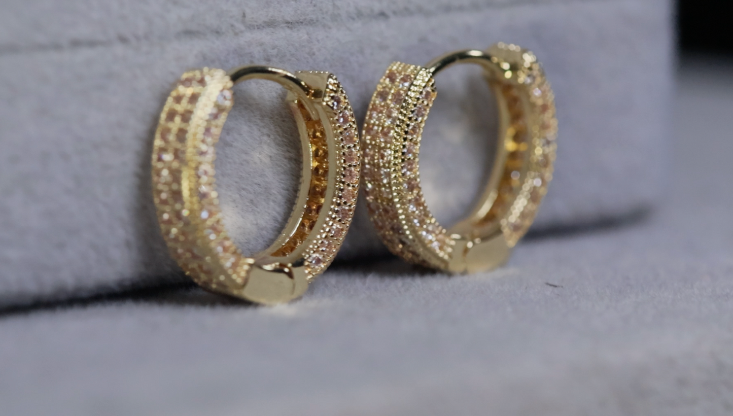 Men's Gold Diamond Hoop Earrings