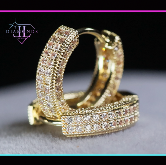 Men's Gold Diamond Hoop Earrings