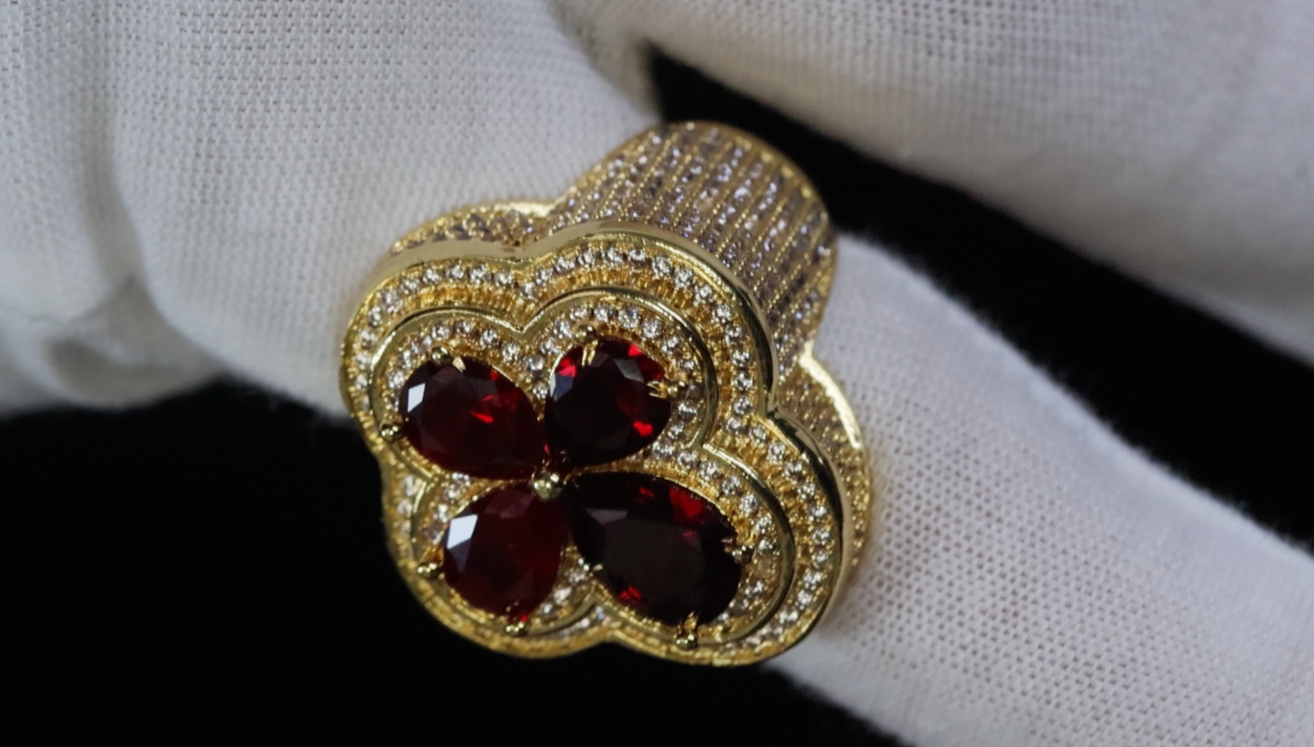 Men's Red Diamond Cross Ring