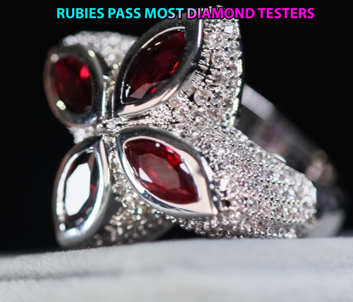 Men's Silver Ring with Red Gemstones