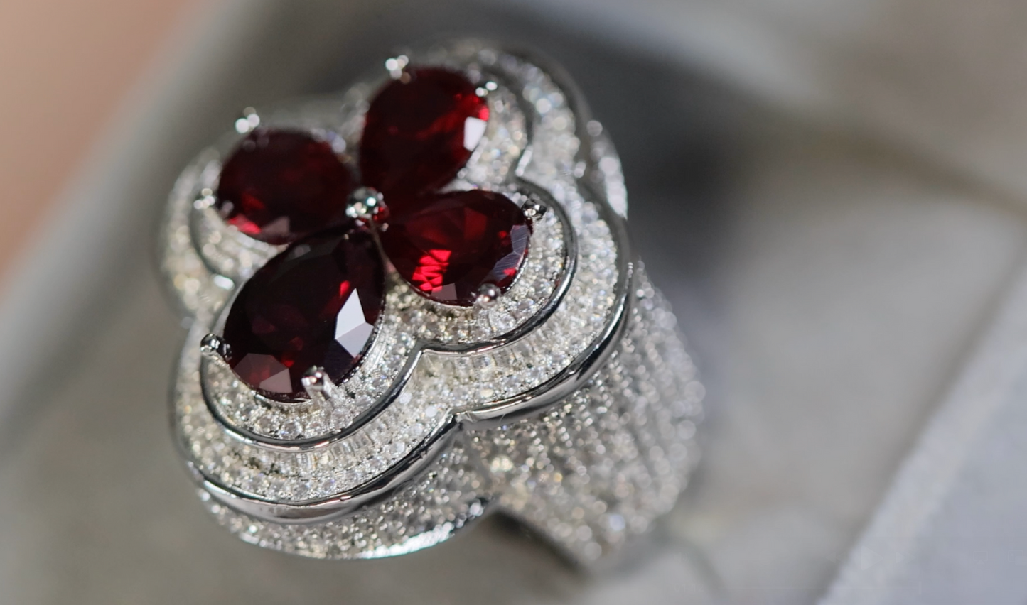 Men's Red Moissanite Diamond Ring