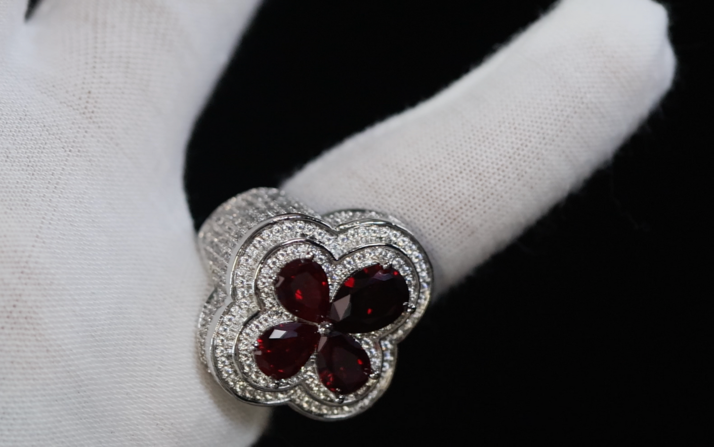 Men's Silver Red Diamond Ring