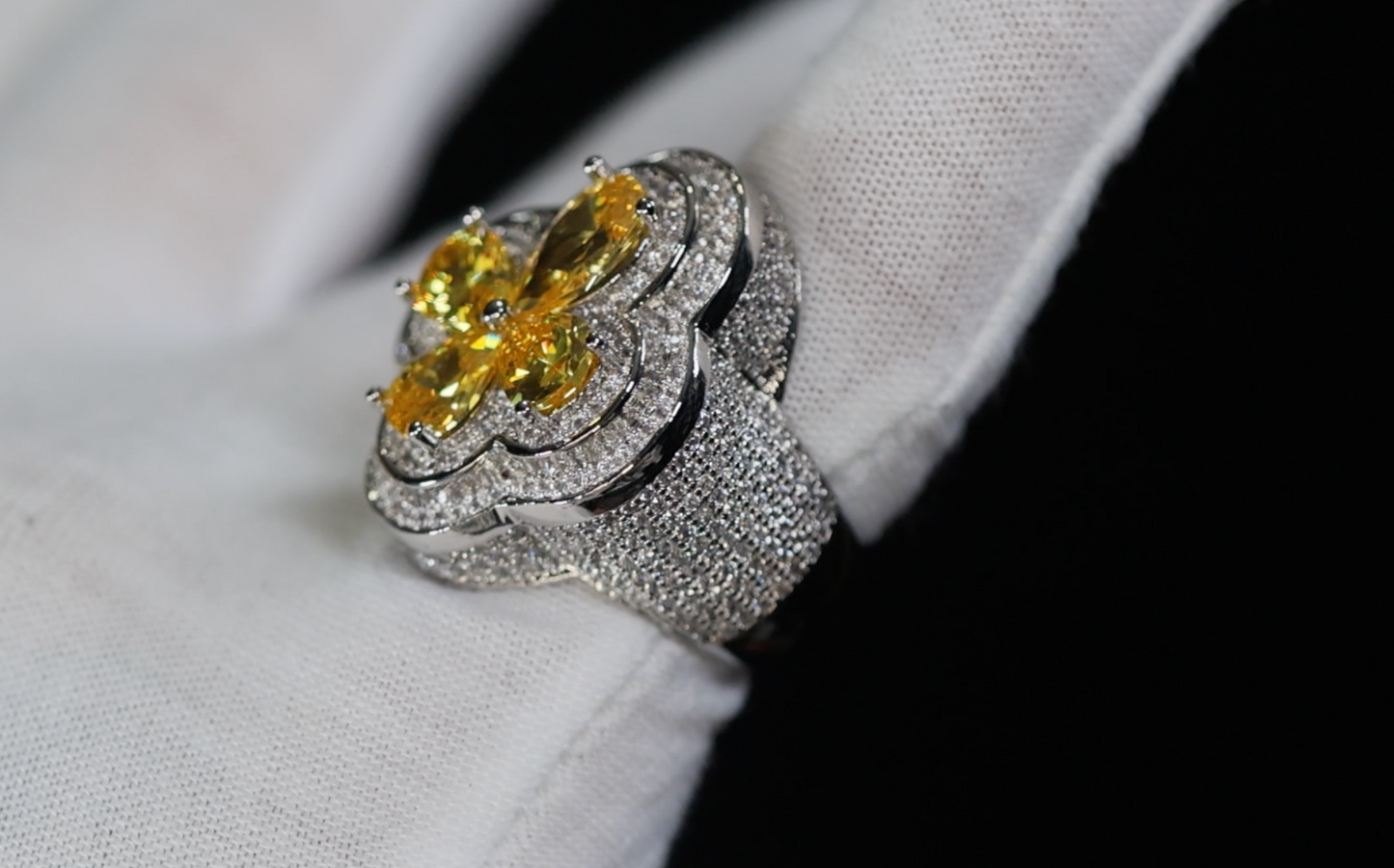 Men's Yellow Diamond Iced Out Ring