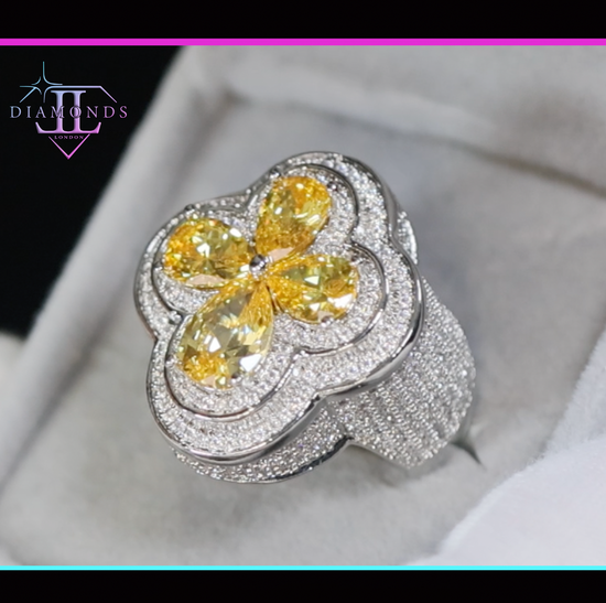 Men's Yellow Diamond Hip Hop Ring