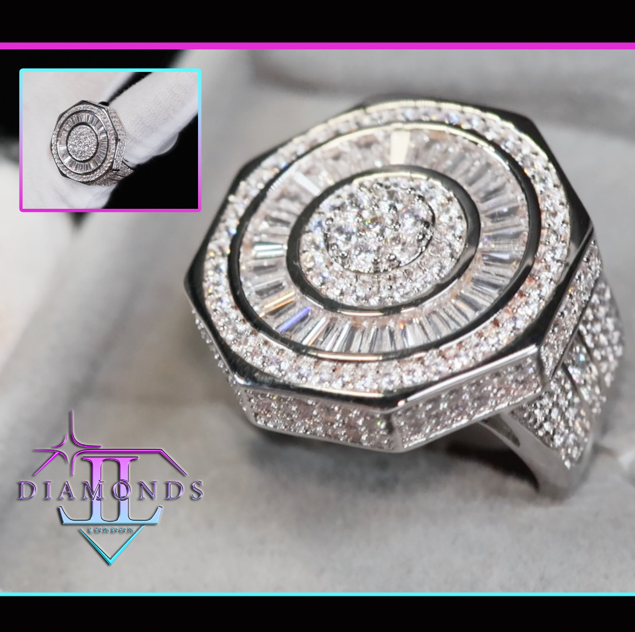 Mens Big Baguette Diamond Ring