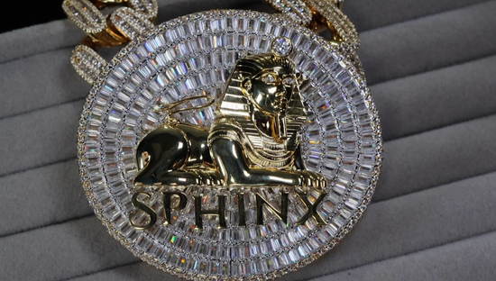 Gold Moissanite Hip Hop Pendant