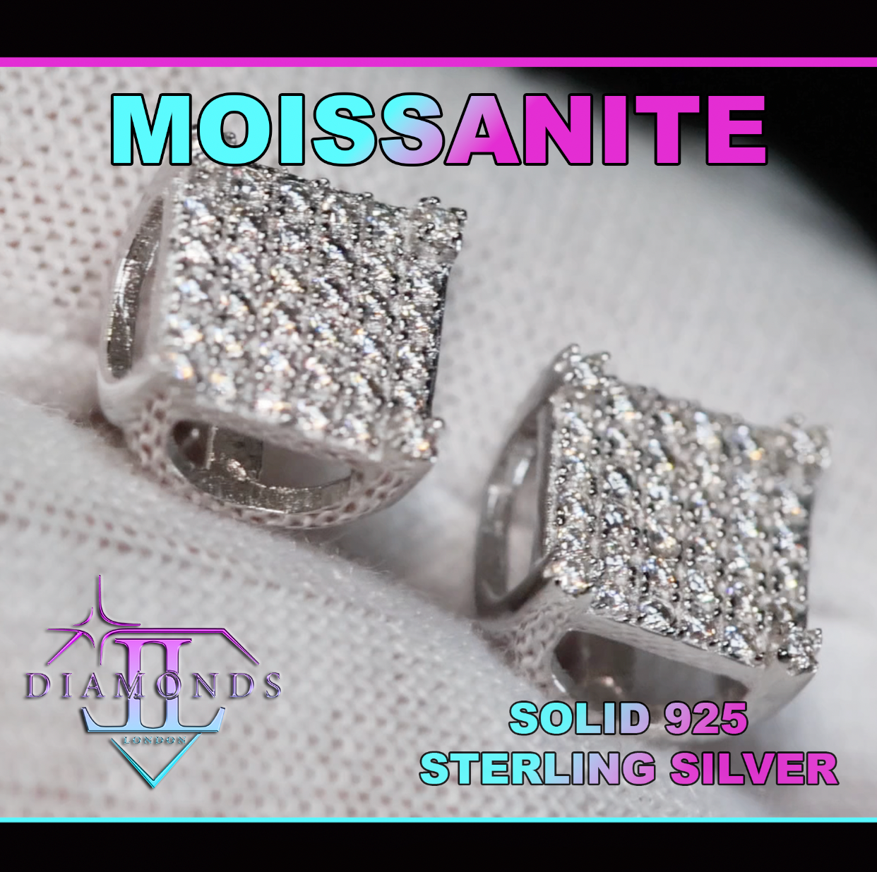 Mens Moissanite Diamond Ear Studs