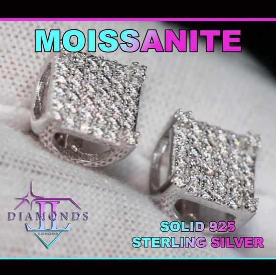 Mens Moissanite Diamond Ear Studs