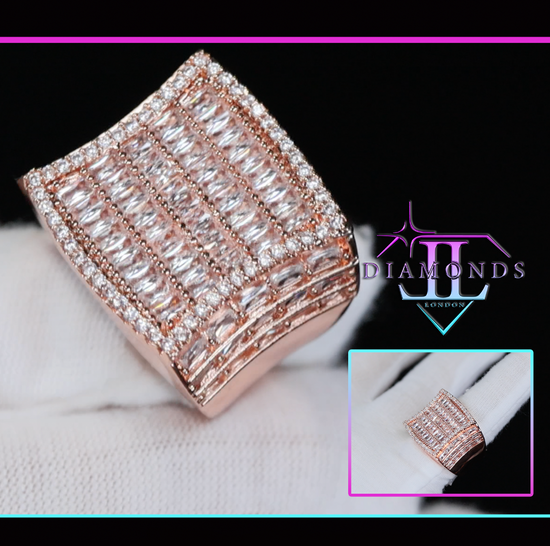 Mens Rose Gold Baguette Ring