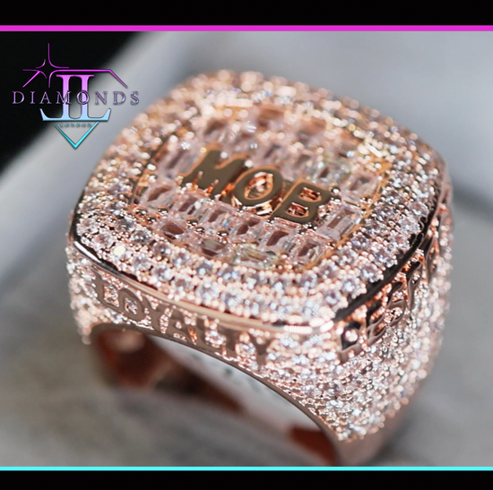 Mens Rose Gold Hip Hop Ring