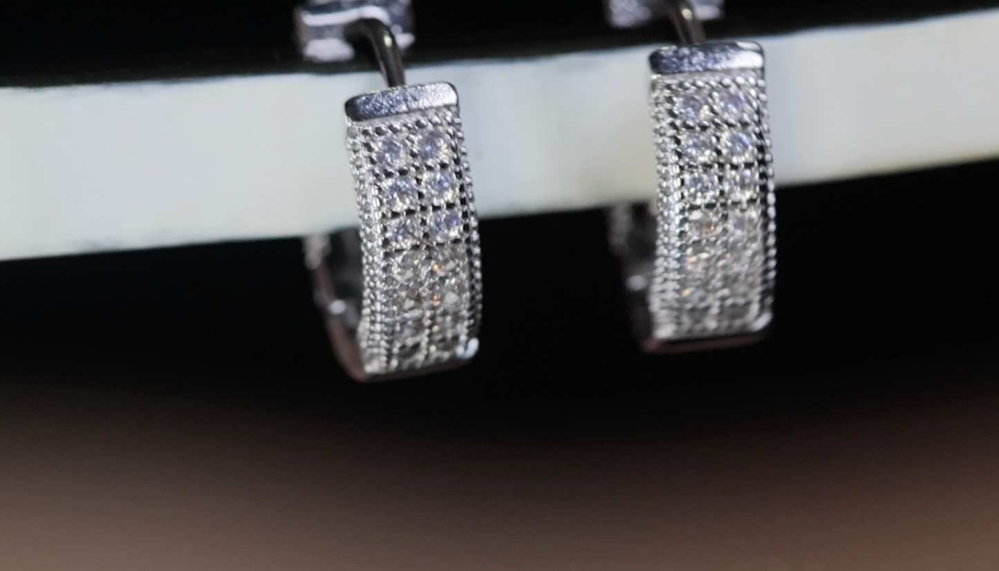 Iced Out Hoop Earrings | Mens Silver Diamond Hoop Earrings