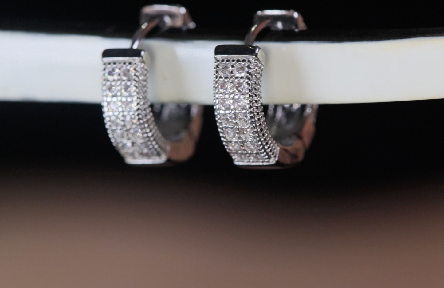 Iced Out Hoop Earrings | Mens Silver Diamond Hoop Earrings