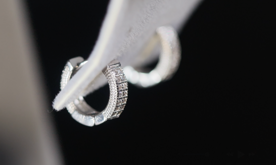 Iced Out Hoop Earrings | Mens Silver Diamond Hoop Earrings