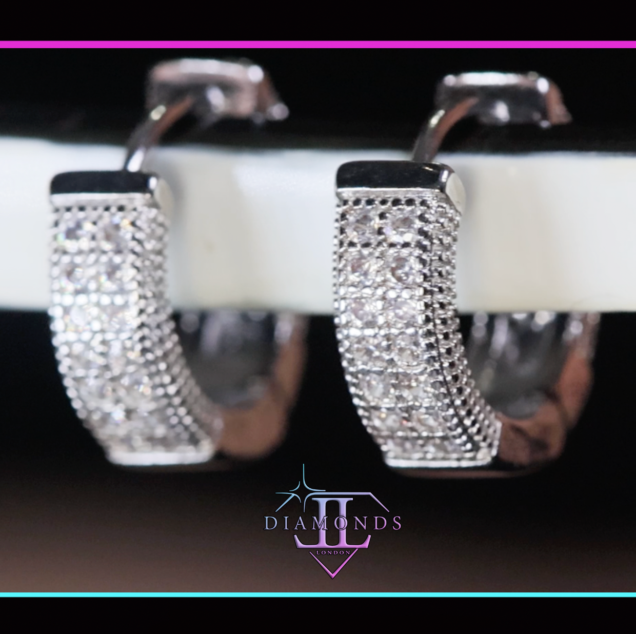Mens Silver Diamond Hoop Earrings