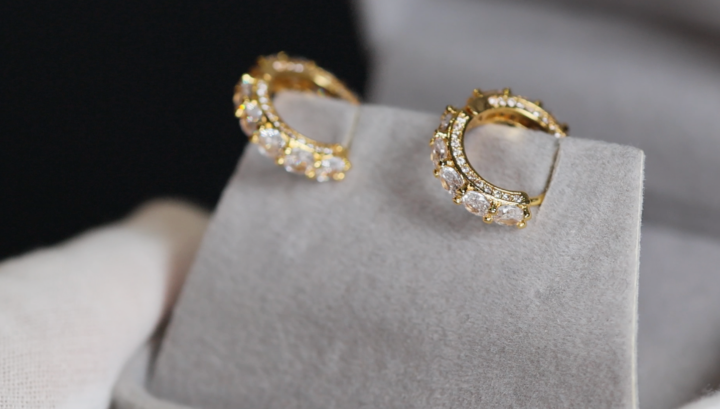 Gold Diamond Hoop Earrings