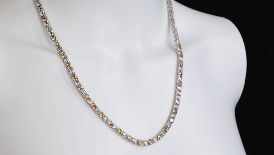 Mens Yellow Diamond Tennis Necklace