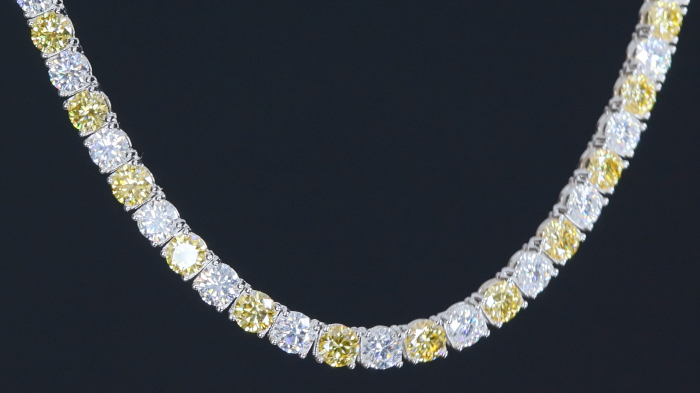 Mens Yellow Moissanite Diamond Tennis Chain