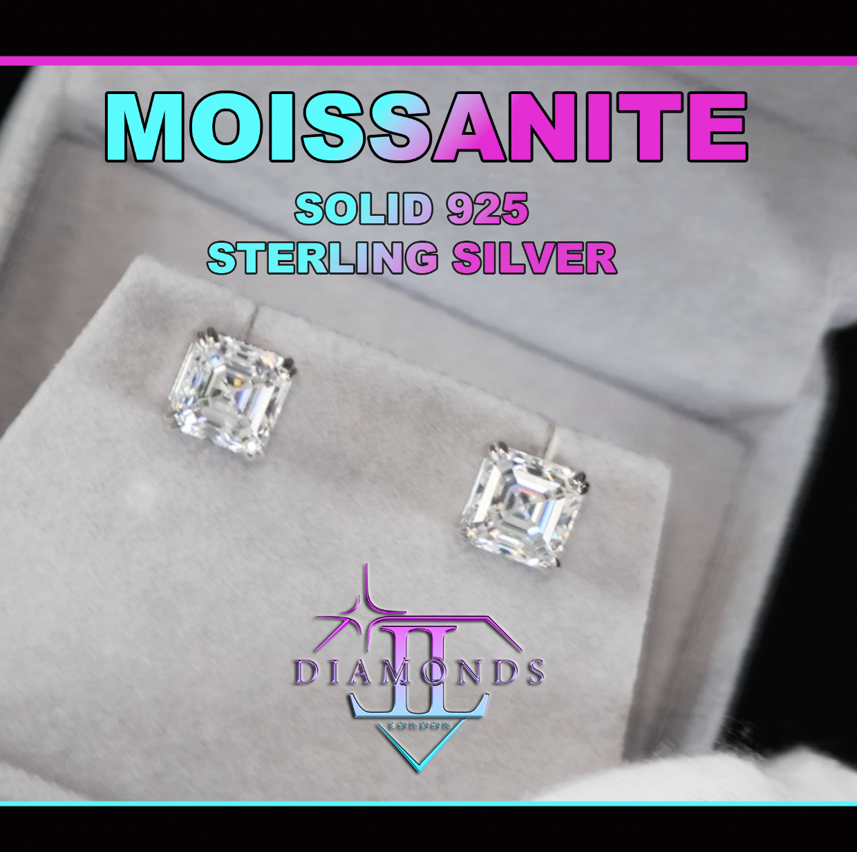 Moissanite Asscher Cut Diamond Ear Studs