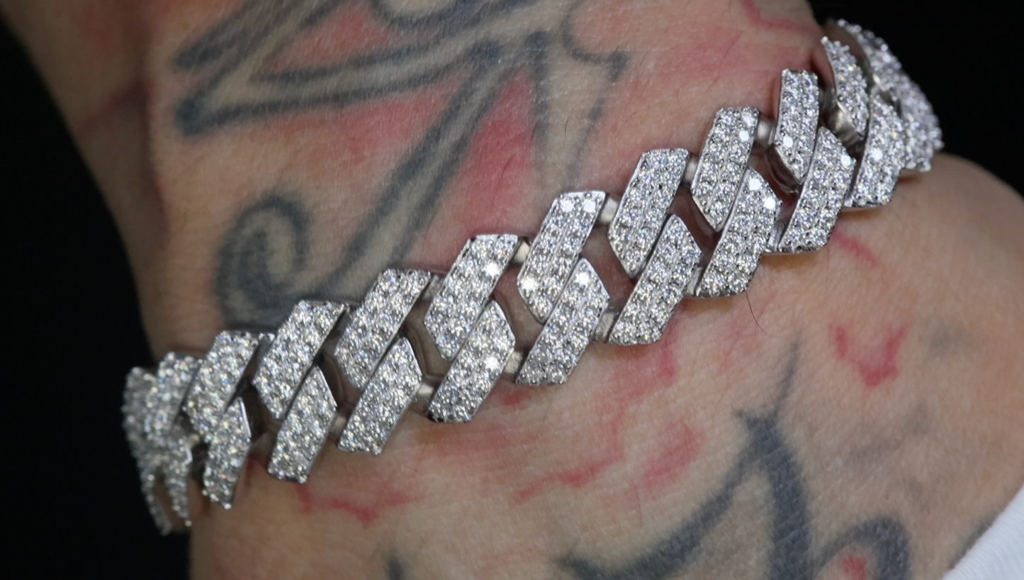 Mens Moissanite Cuban Bracelet