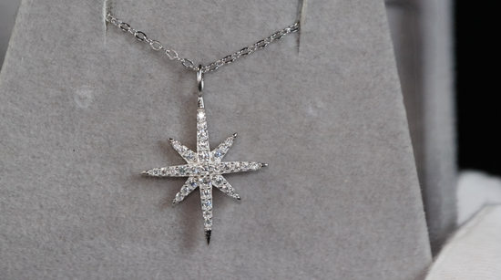 Moissanite Star Diamond Pendant | Womens Star Pendant | Snowflake Pendant