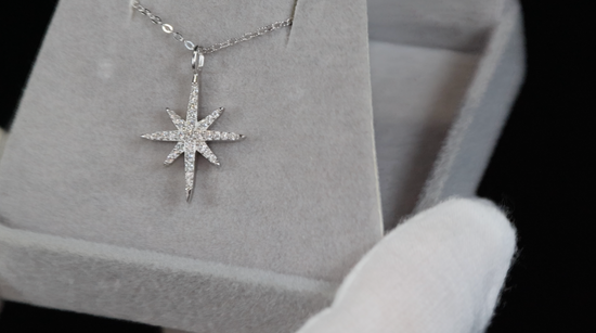 Moissanite Star Diamond Pendant | Womens Star Pendant | Snowflake Pendant