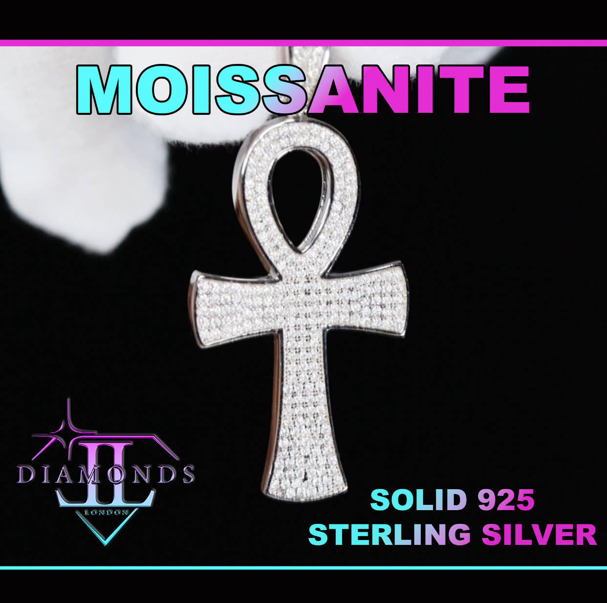 Moissanite Diamond Ankh Pendant