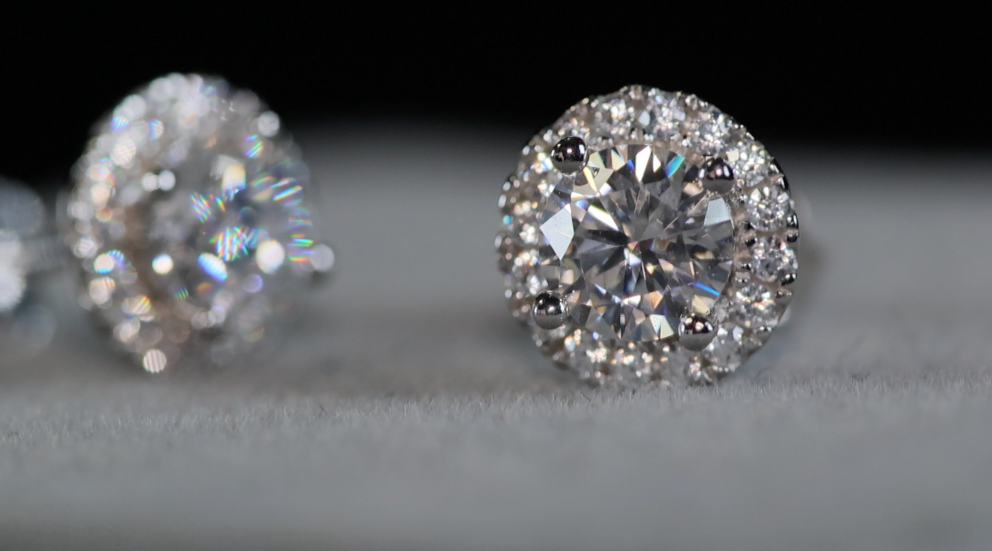 1.0 Carat Moissanite Earrings | Moissanite Diamond Ear Studs | Iced Out Ear Studs