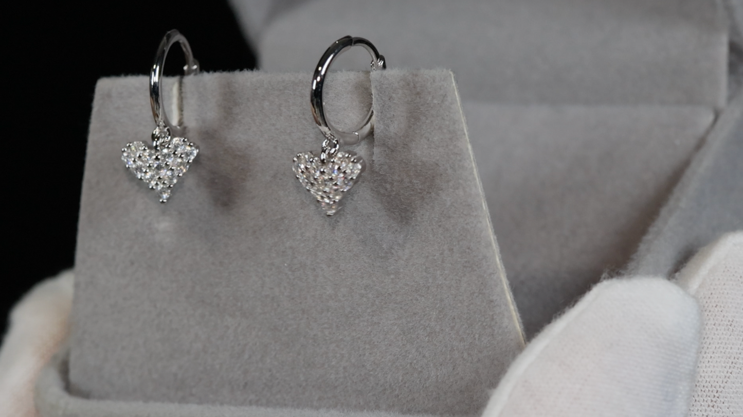 Moissanite Heart Diamond Earrings | Moissanite Diamond Earrings