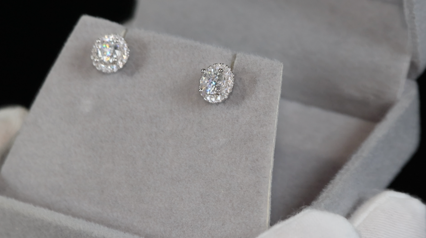 1.0 Carat Moissanite Earrings | Moissanite Diamond Ear Studs | Iced Out Ear Studs