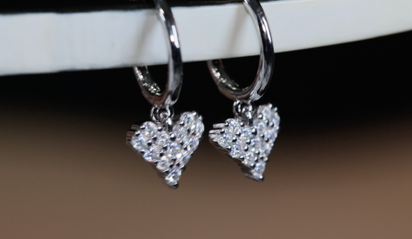 Moissanite Heart Diamond Earrings