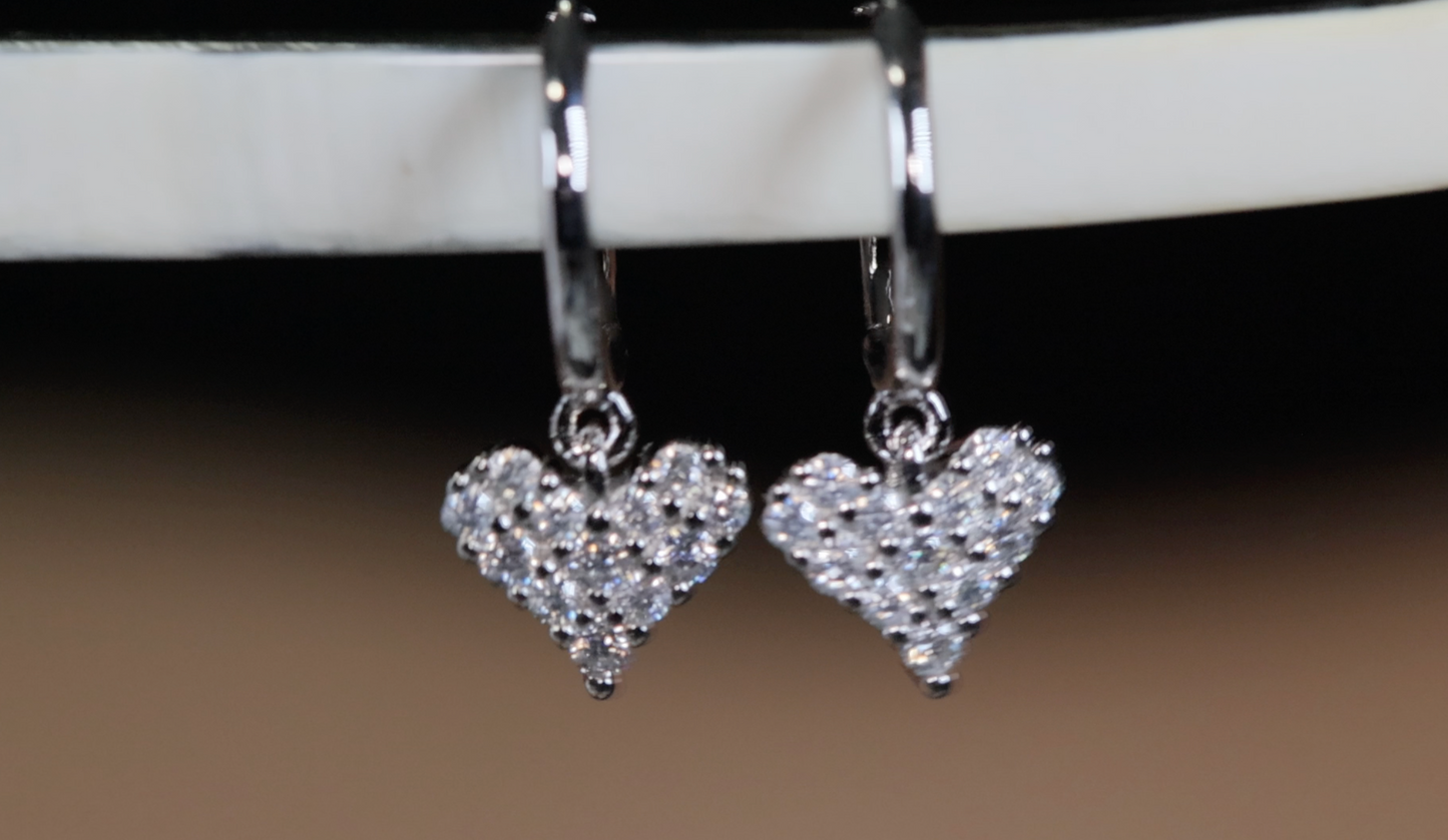 Moissanite Heart Diamond Earrings