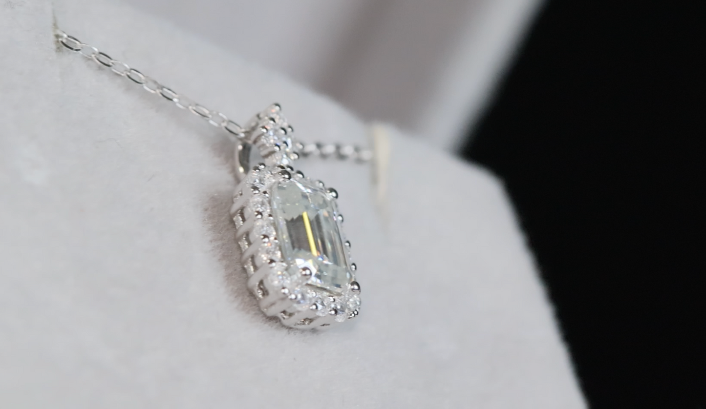 Moissanite Pendant | Moissanite Emerald Cut Diamond Pendant | Moissanite Diamond Pendant