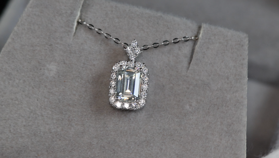 Moissanite Pendant | Moissanite Emerald Cut Diamond Pendant | Moissanite Diamond Pendant