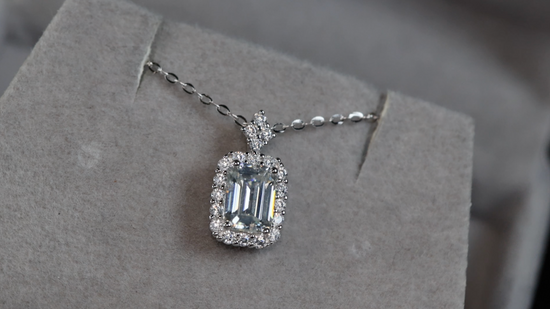 Moissanite Pendant | Moissanite Emerald Cut Diamond Pendant | Moissanite Diamond Pendant