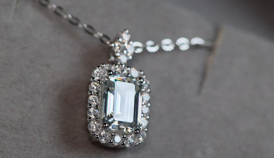 Moissanite Pendant | Moissanite Emerald Cut Diamond Pendant | Moissanite Diamond Pendant