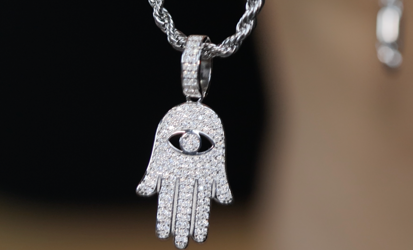 Moissanite Diamond Evil Eye Pendant