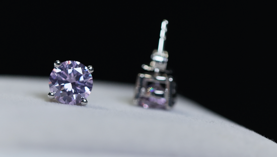 PURPLE MOISSANITE DIAMOND EAR STUDS