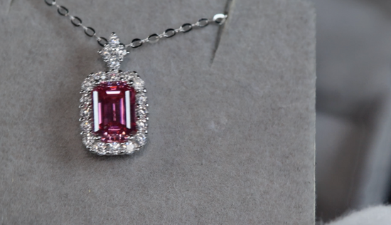 Pink Moissanite Pendant | Pink Diamond Pendant | Moissanite Pendant