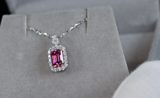 Pink Moissanite Pendant | Pink Diamond Pendant | Moissanite Pendant