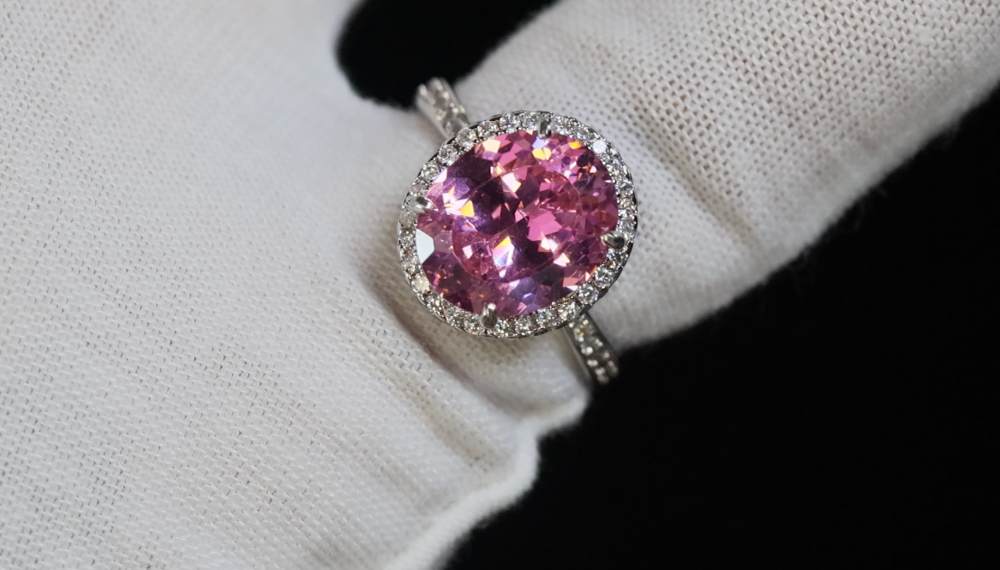 Pink Oval Cut Diamond Ring